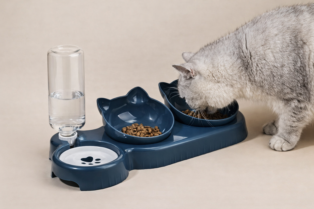 WhiskerCare™ - Die Ergonomische Futter- und Trinkstation 🐾