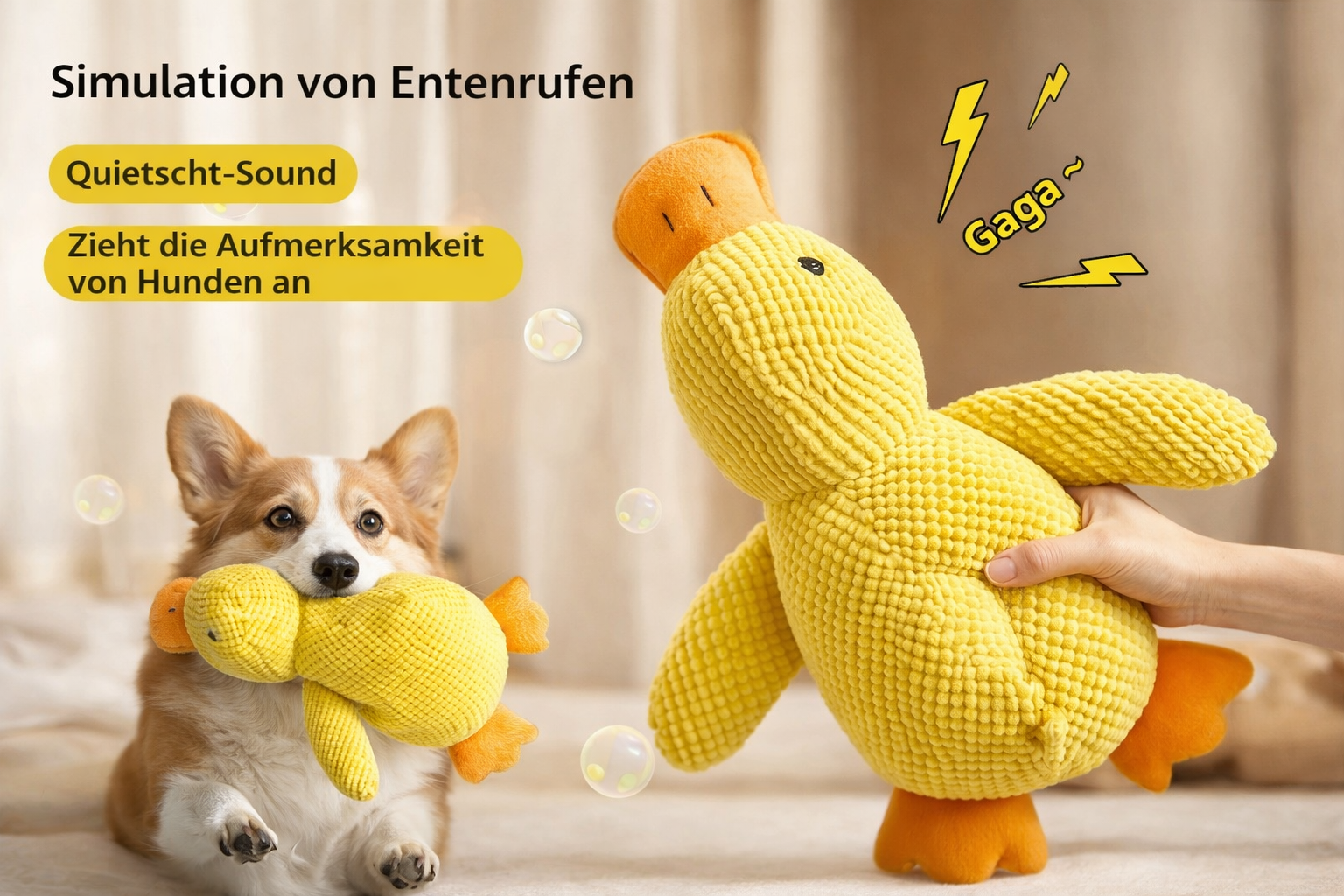 🐤 ColorDuck™ – Das sichtbare Kuschel- & Spielwunder für Hunde